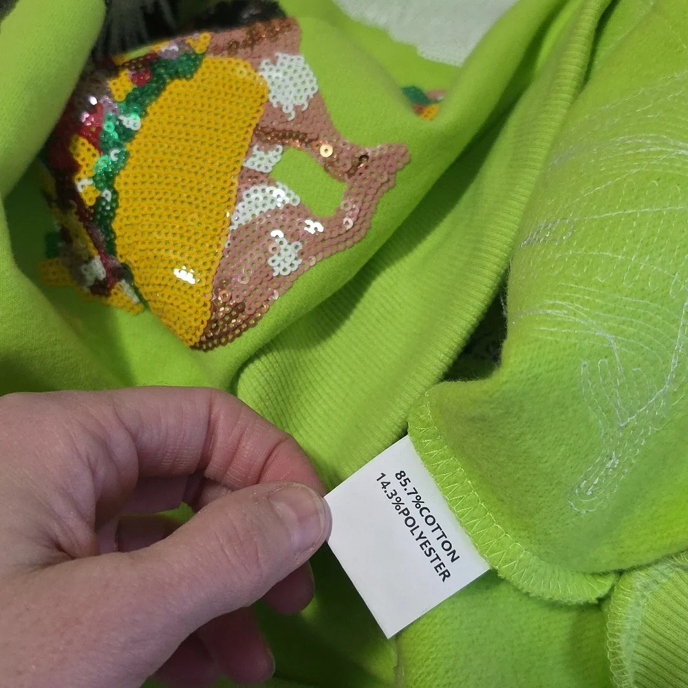 Queen of Sparkles Limited Edition Halloween Dogs Lime Green Sweatshirt Small - Picture 11 of 12